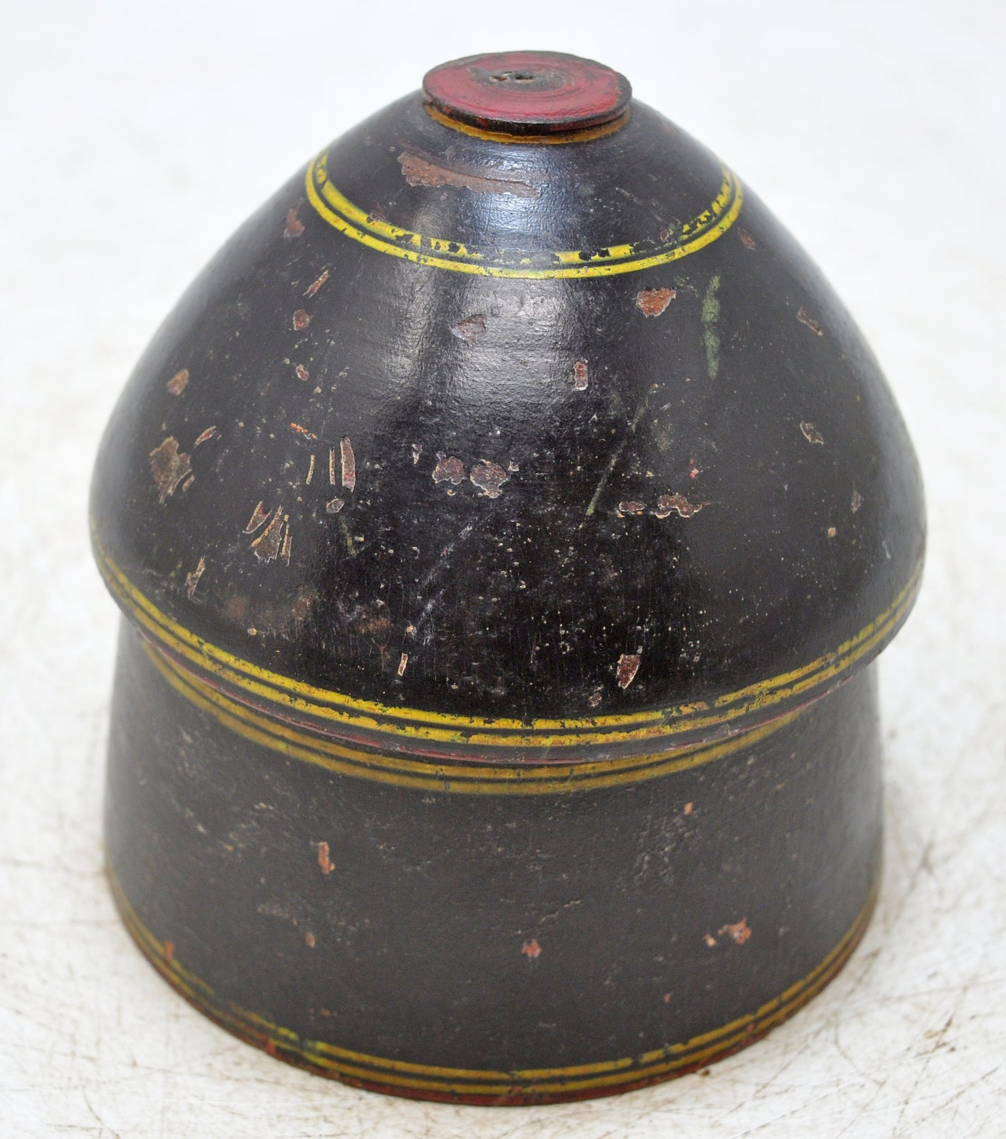 Antique Wooden Lacquer Painted Kum Kum Powder Tika Box Original Old