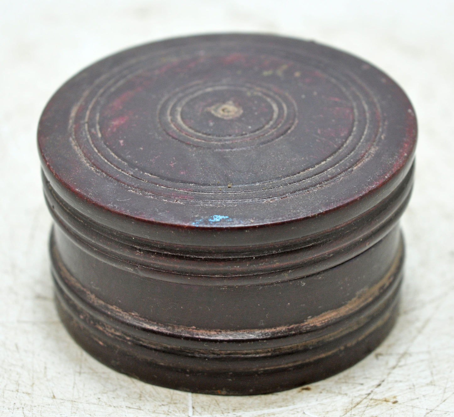 Antique Wooden Lacquer Painted Kum Kum Powder Tika Box Original Old