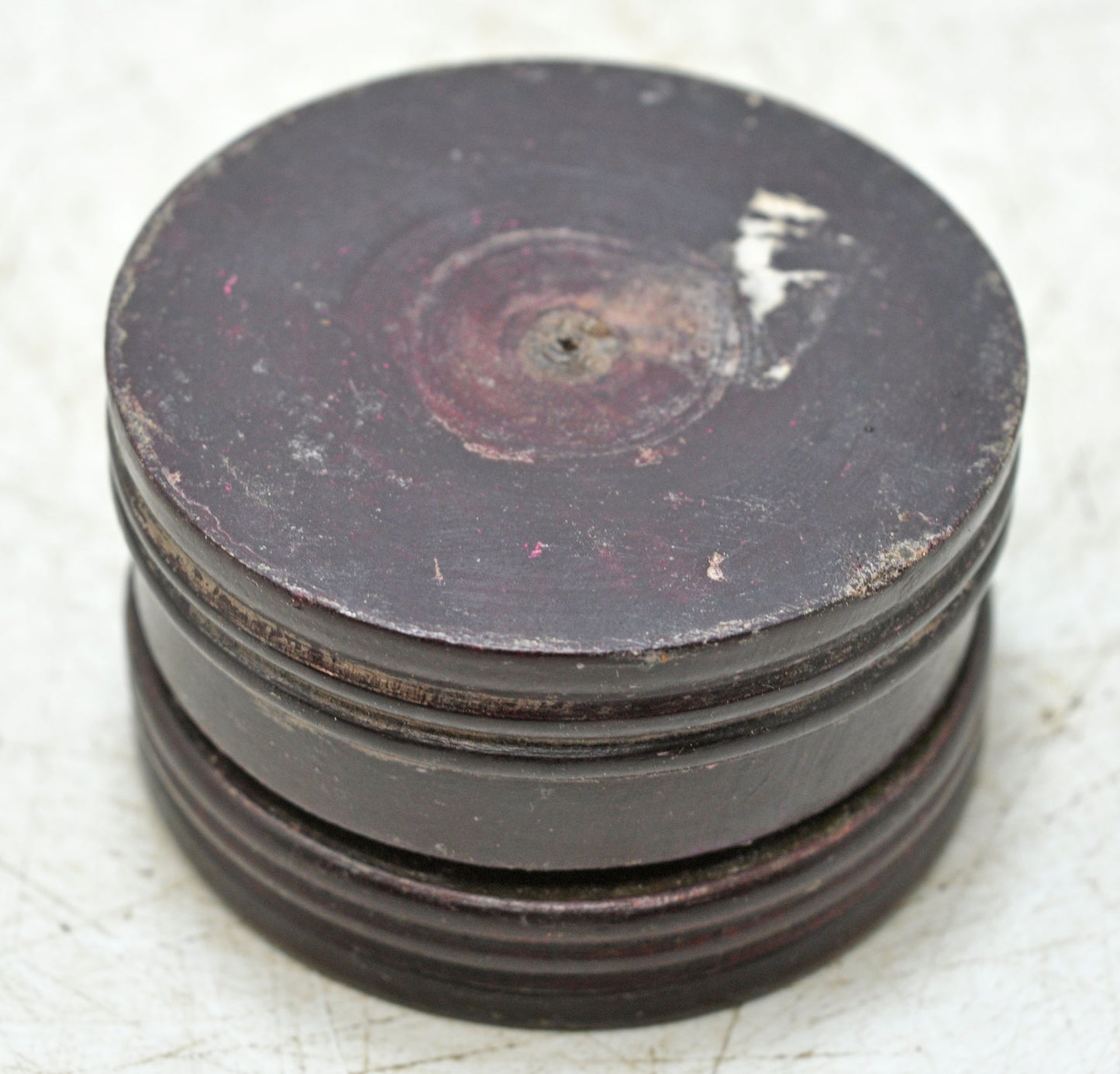 Antique Wooden Lacquer Painted Kum Kum Powder Tika Box Original Old