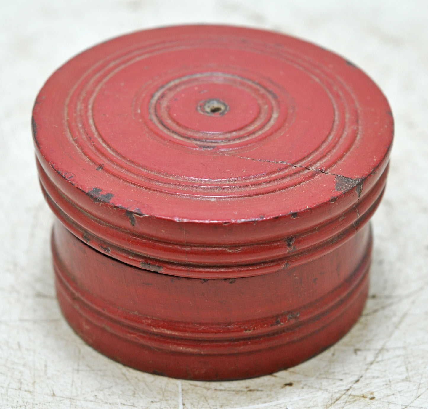 Antique Wooden Lacquer Painted Kum Kum Powder Tika Box Original Old