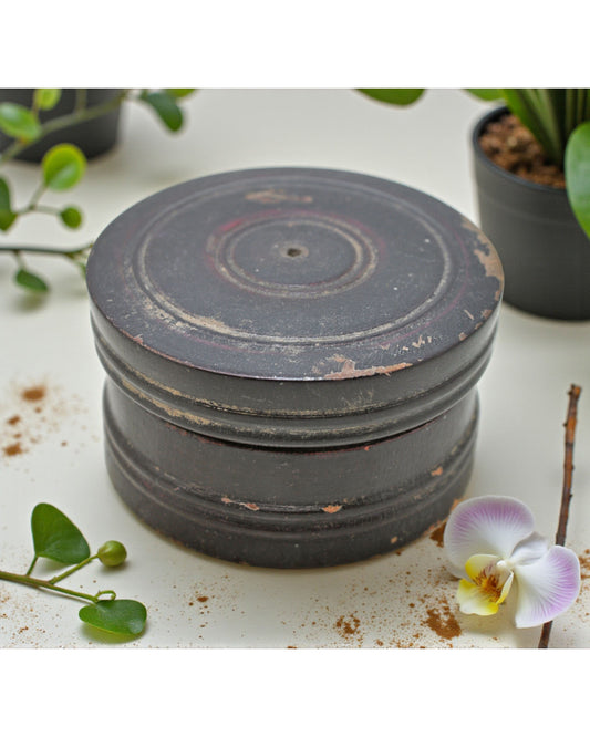 Antique Wooden Lacquer Painted Kum Kum Powder Tika Box Original Old