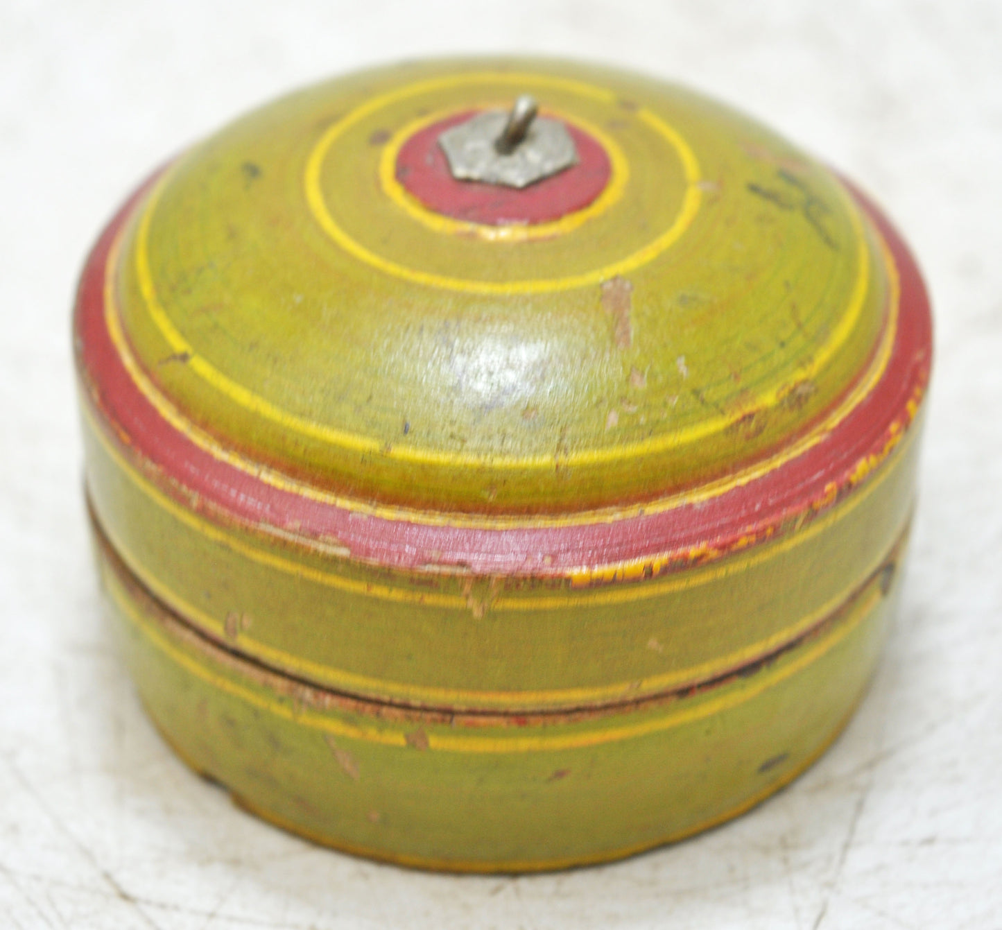 Antique Wooden Lacquer Painted Kum Kum Powder Tika Box Original Old