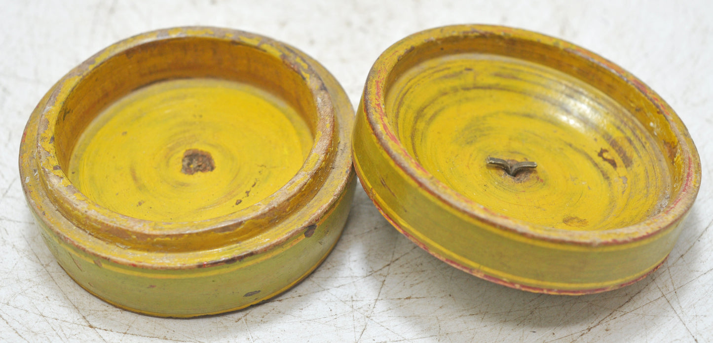 Antique Wooden Lacquer Painted Kum Kum Powder Tika Box Original Old