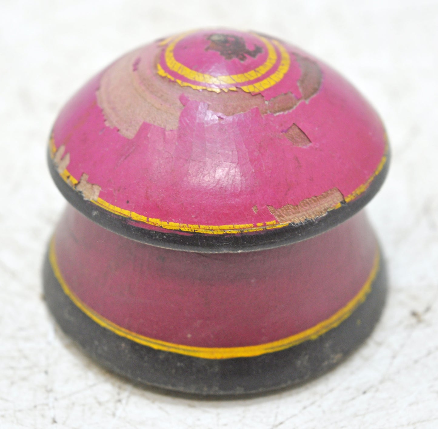 Antique Wooden Lacquer Painted Kum Kum Powder Tika Box Original Old