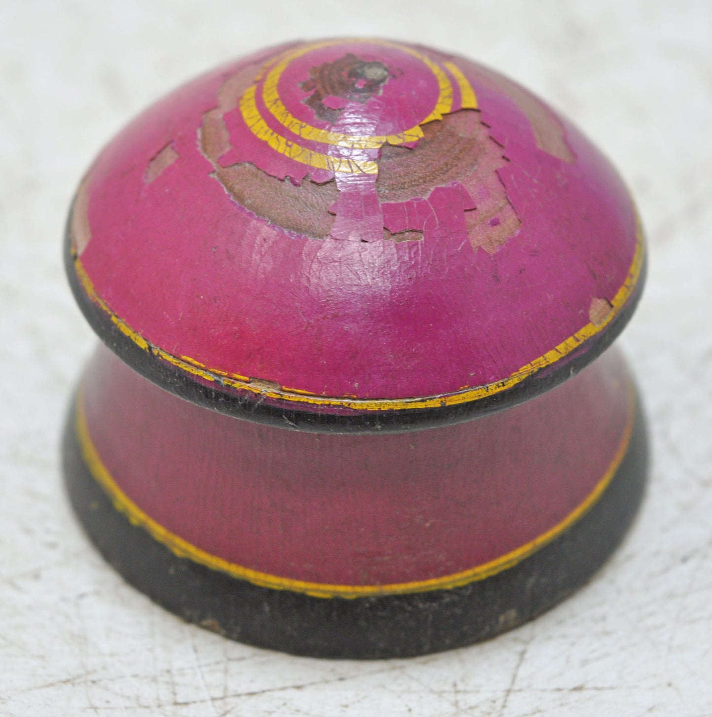 Antique Wooden Lacquer Painted Kum Kum Powder Tika Box Original Old