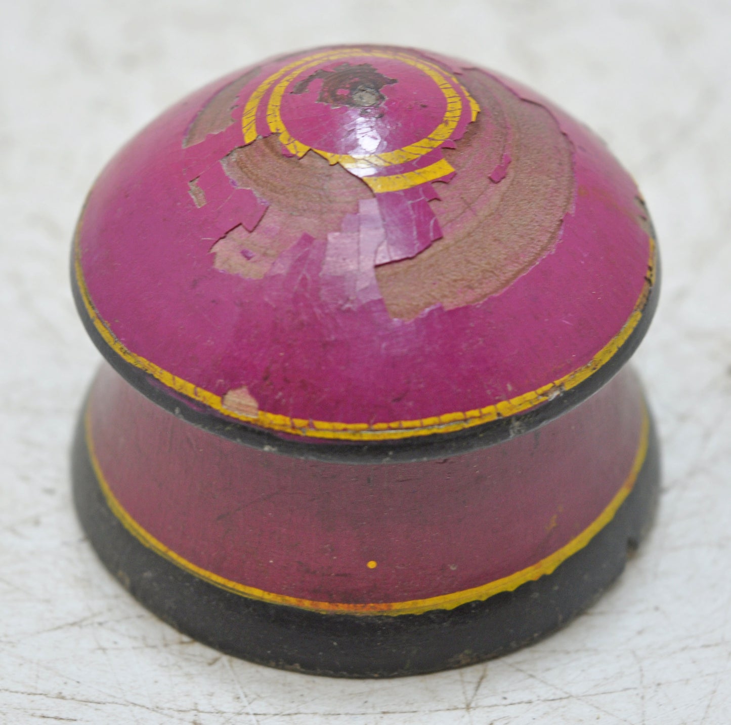 Antique Wooden Lacquer Painted Kum Kum Powder Tika Box Original Old