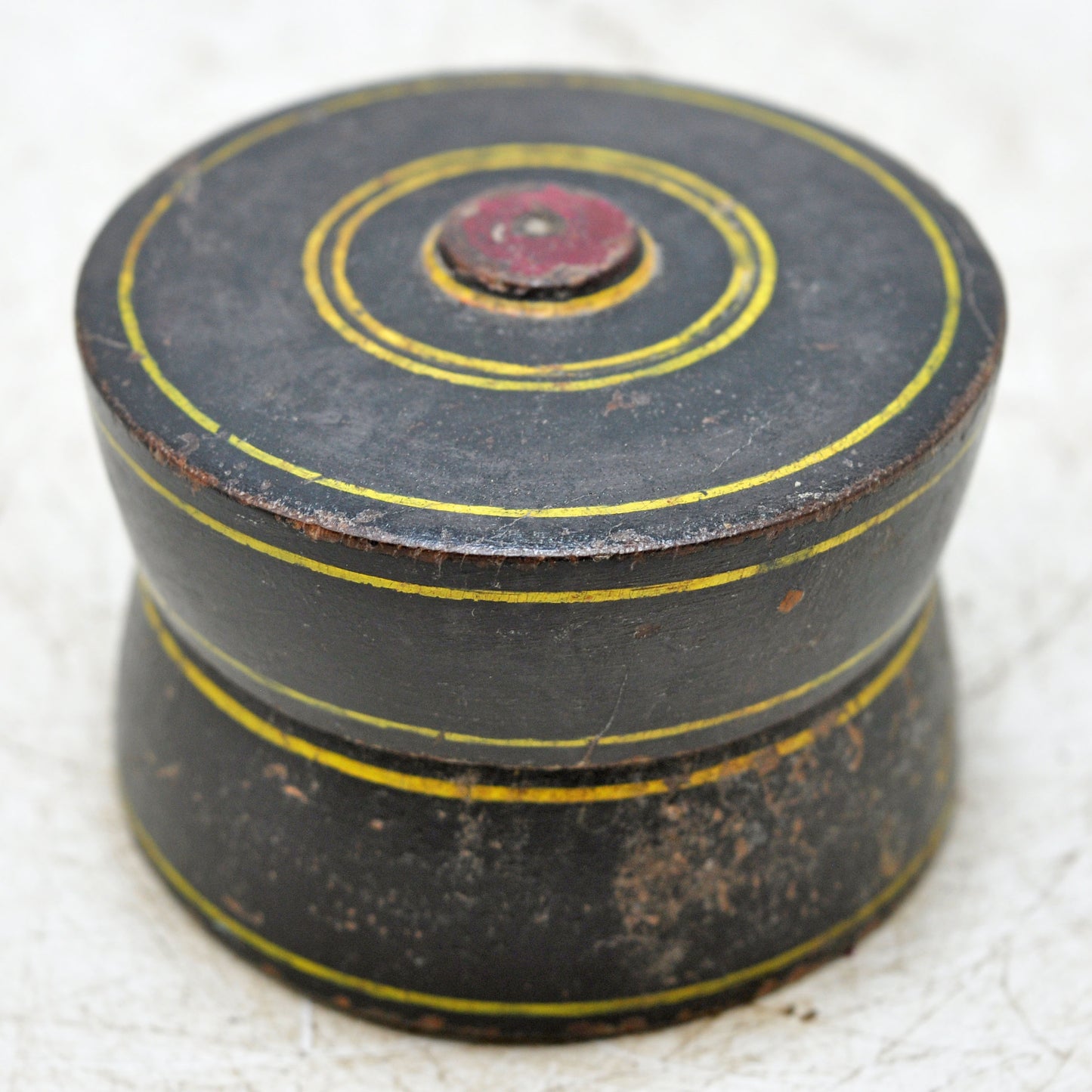 Antique Wooden Lacquer Painted Kum Kum Powder Tika Box Original Old