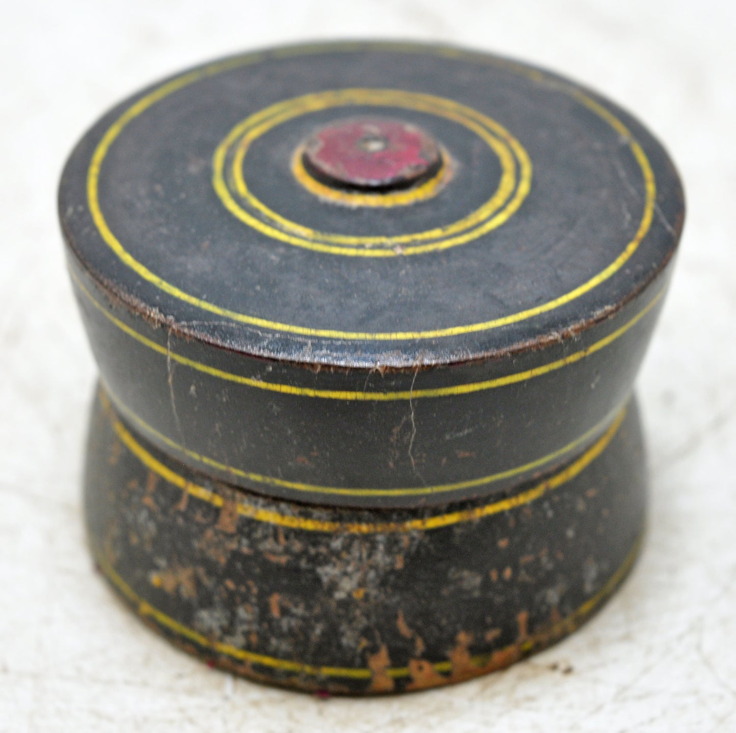 Antique Wooden Lacquer Painted Kum Kum Powder Tika Box Original Old