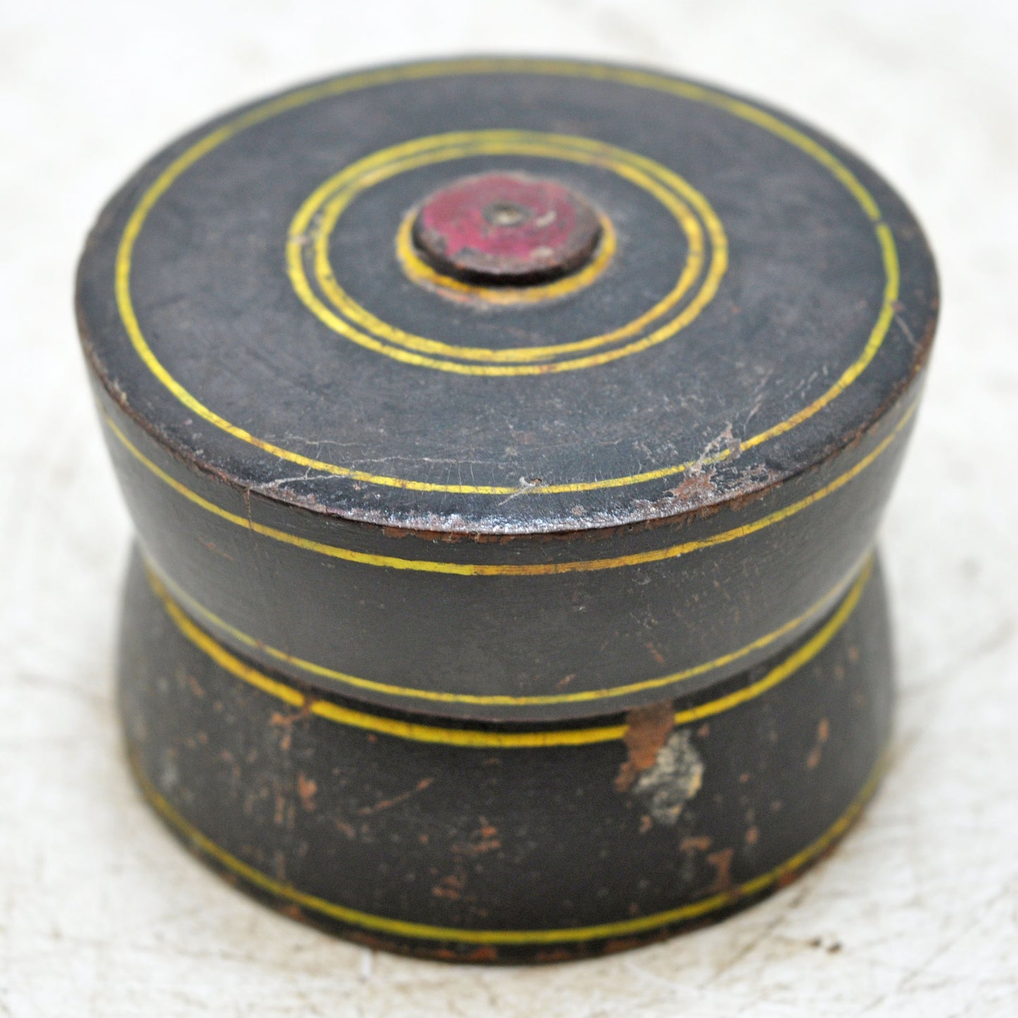 Antique Wooden Lacquer Painted Kum Kum Powder Tika Box Original Old