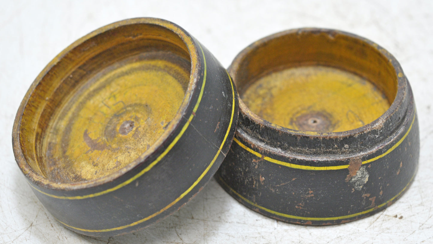 Antique Wooden Lacquer Painted Kum Kum Powder Tika Box Original Old