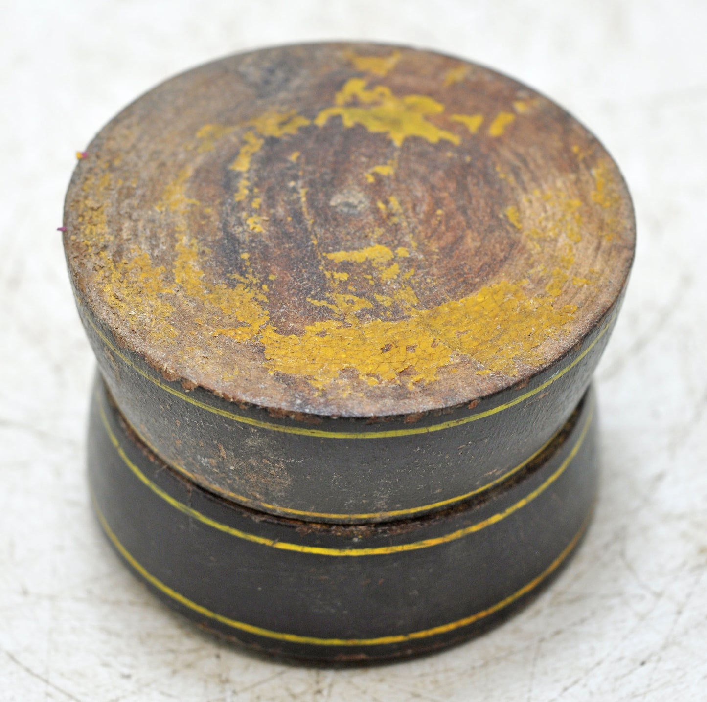 Antique Wooden Lacquer Painted Kum Kum Powder Tika Box Original Old