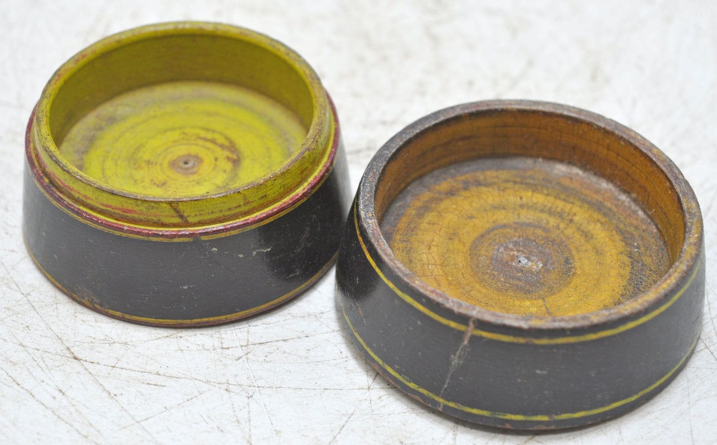 Antique Wooden Lacquer Painted Kum Kum Powder Tika Box Original Old