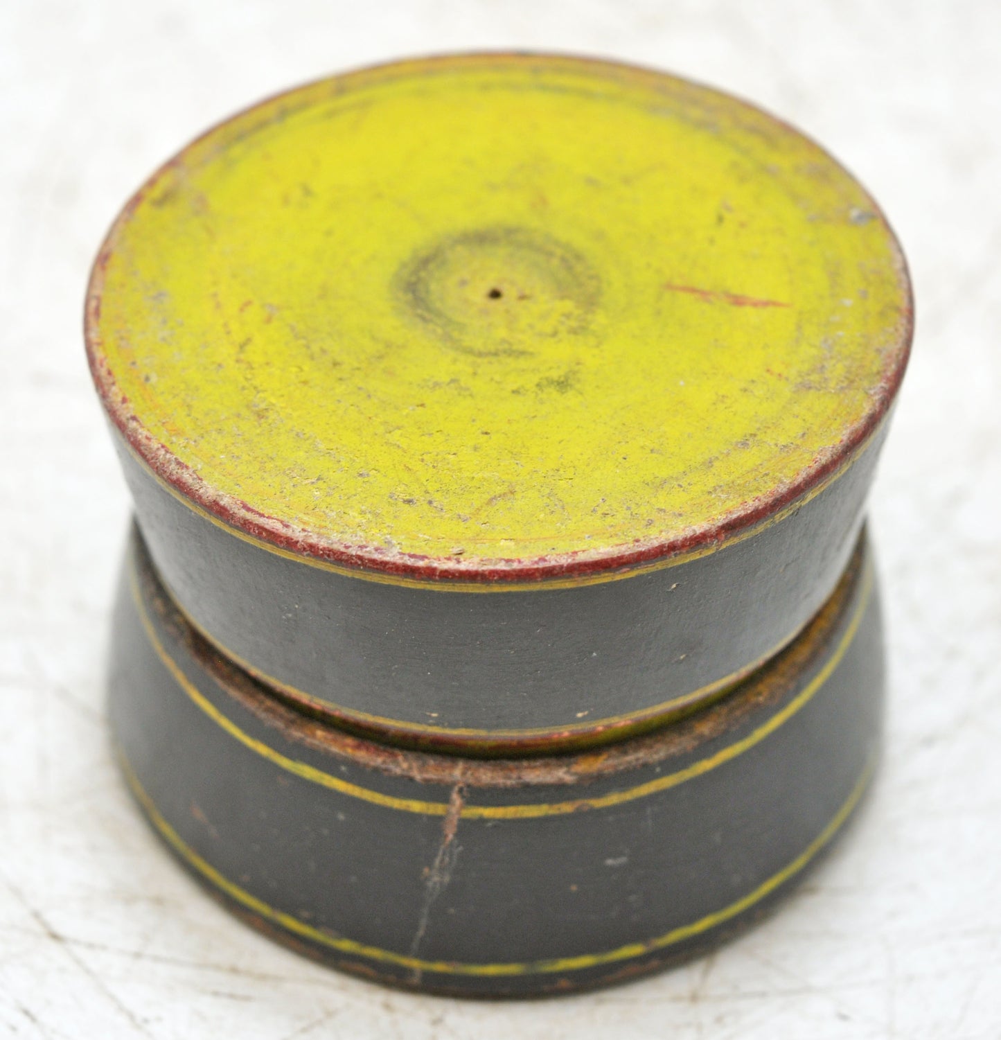 Antique Wooden Lacquer Painted Kum Kum Powder Tika Box Original Old