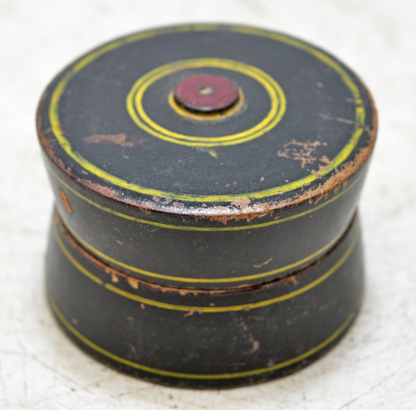 Antique Wooden Lacquer Painted Kum Kum Powder Tika Box Original Old