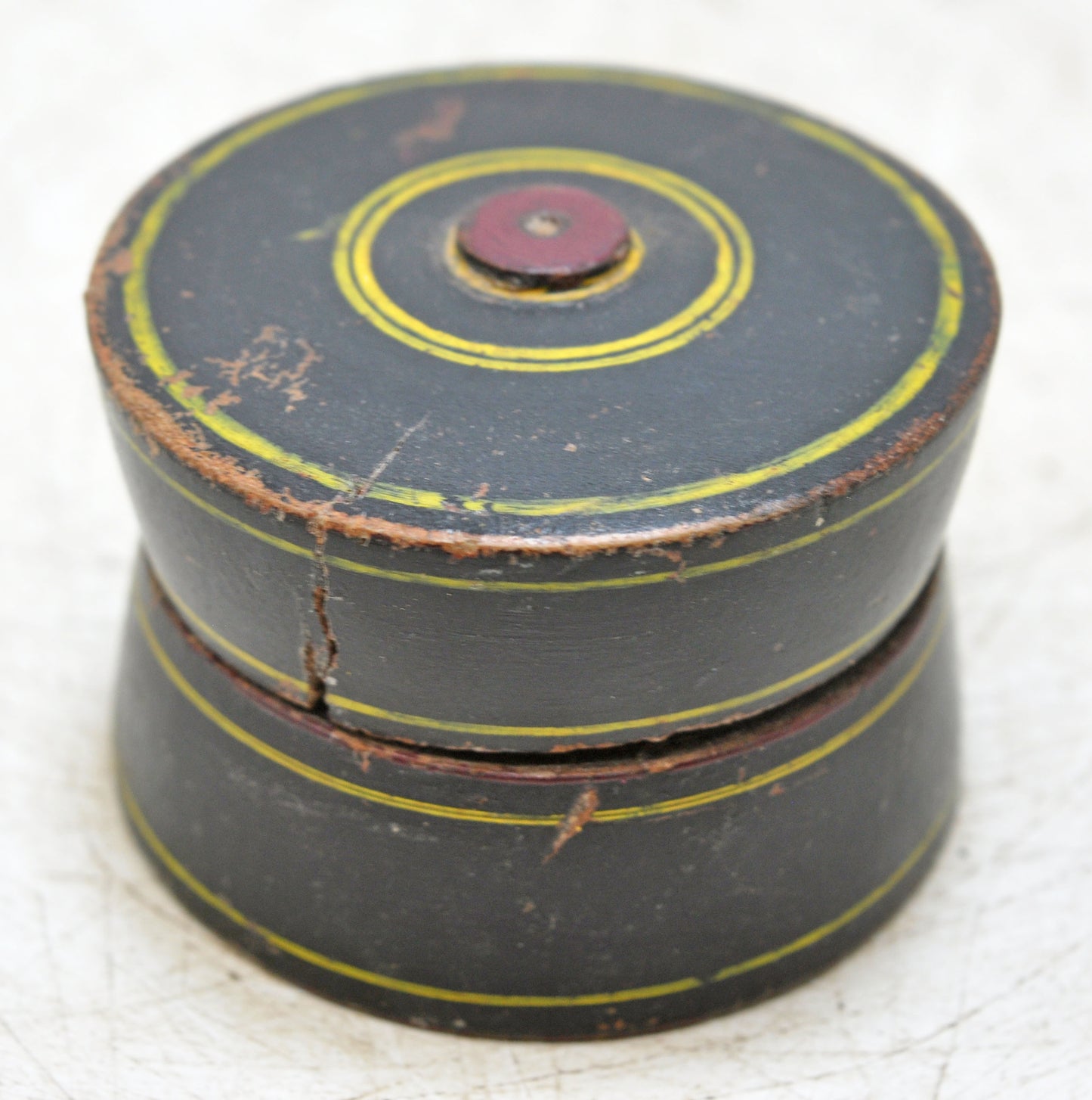 Antique Wooden Lacquer Painted Kum Kum Powder Tika Box Original Old