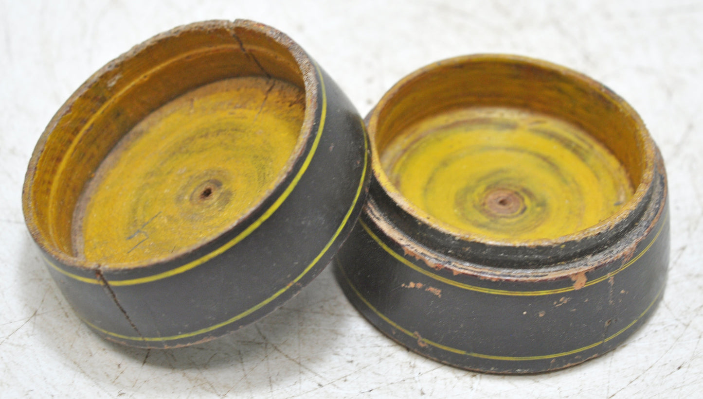 Antique Wooden Lacquer Painted Kum Kum Powder Tika Box Original Old