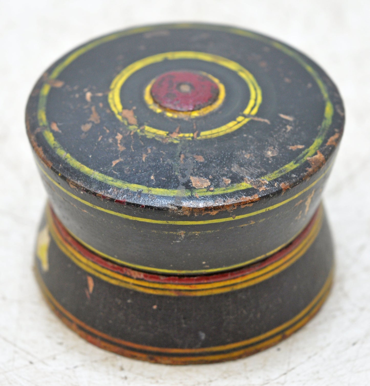 Antique Wooden Lacquer Painted Kum Kum Powder Tika Box Original Old