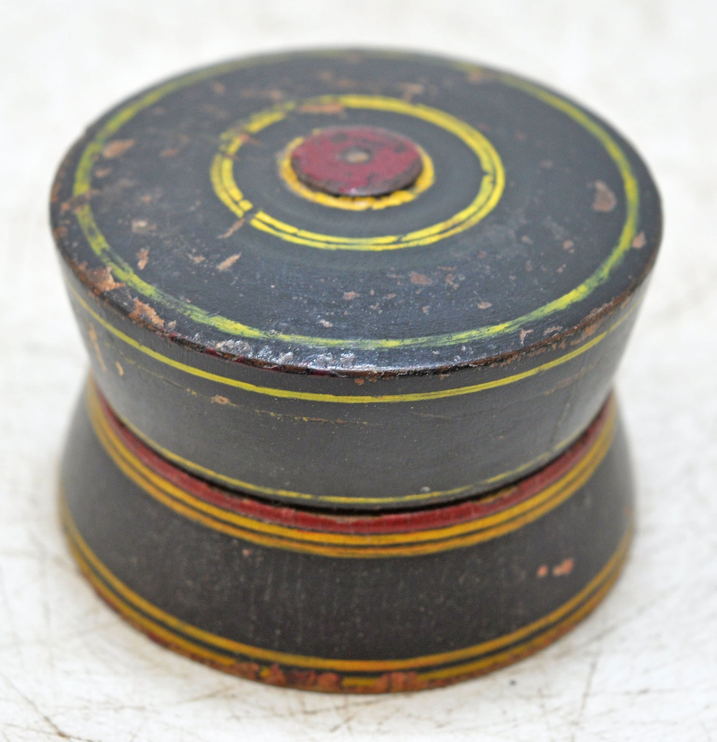 Antique Wooden Lacquer Painted Kum Kum Powder Tika Box Original Old