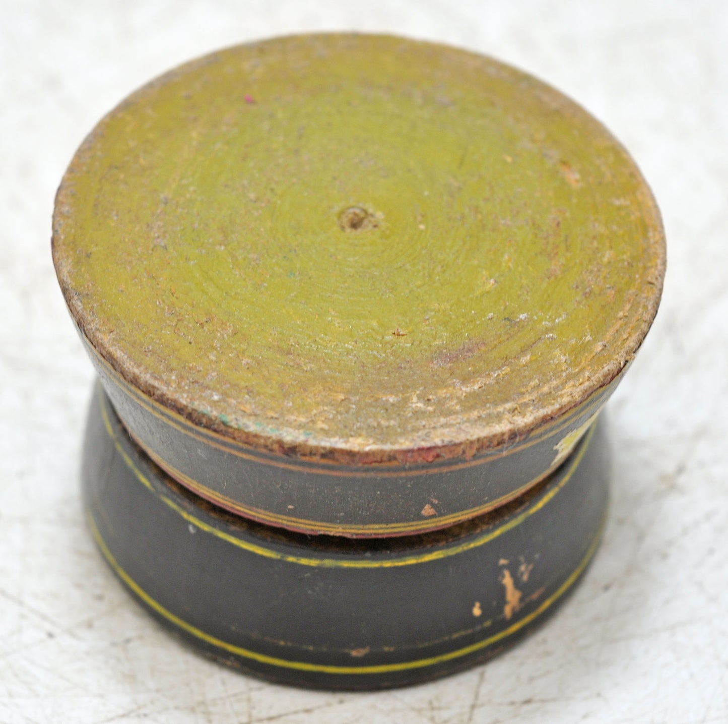 Antique Wooden Lacquer Painted Kum Kum Powder Tika Box Original Old