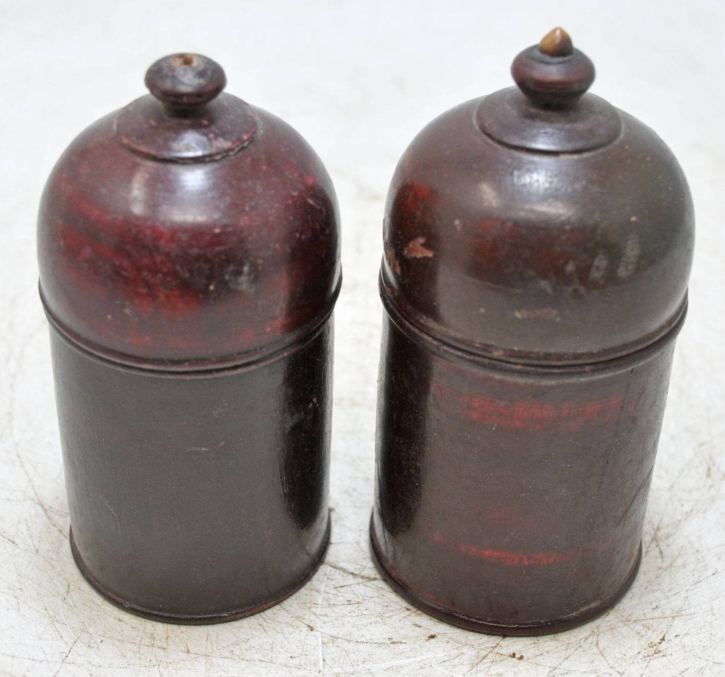 Vintage Wooden Set of 2 Candy Boxes Oriinal Old Hand Carved lacquer Painted