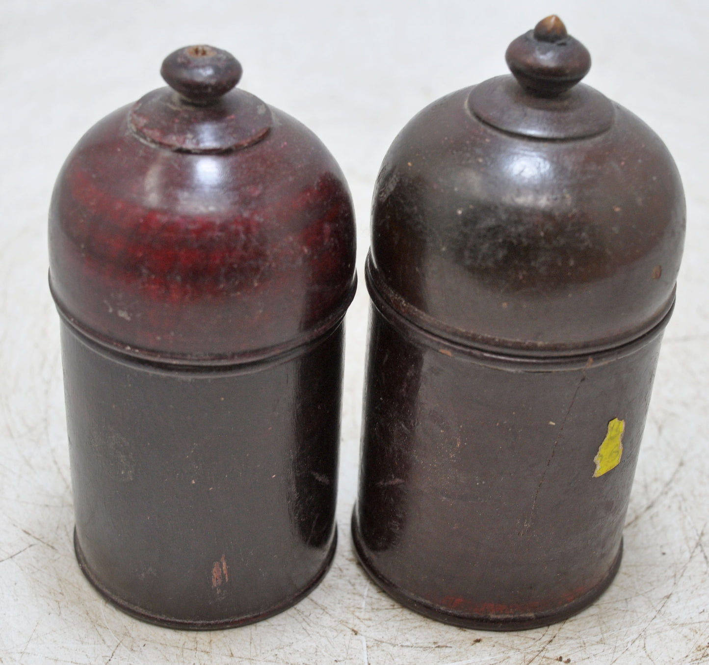 Vintage Wooden Set of 2 Candy Boxes Oriinal Old Hand Carved lacquer Painted