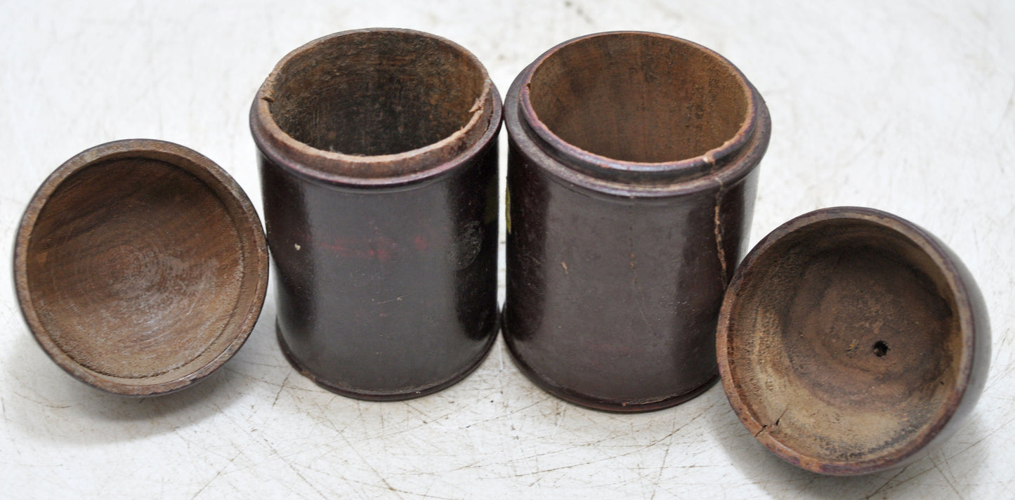 Vintage Wooden Set of 2 Candy Boxes Oriinal Old Hand Carved lacquer Painted