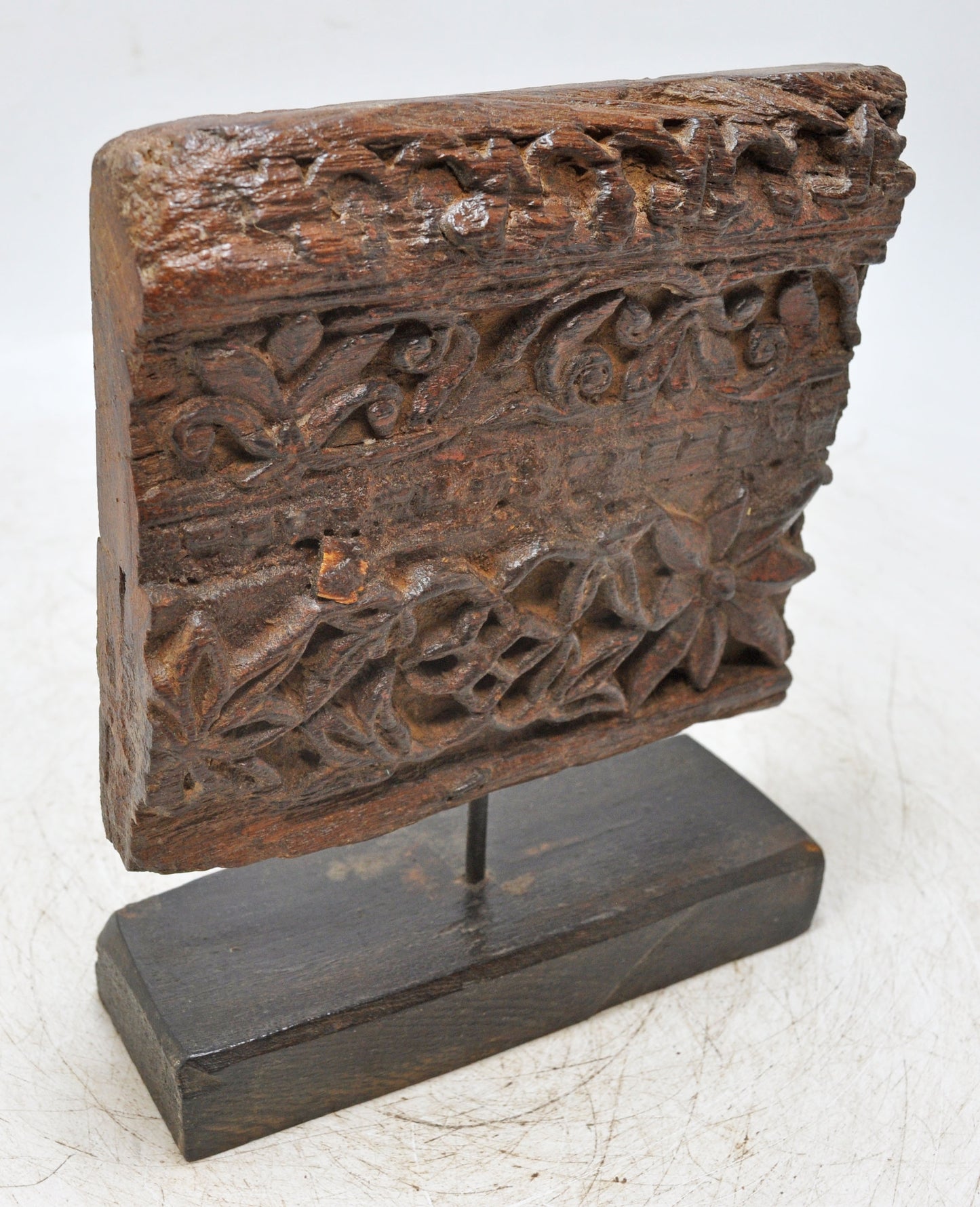 Antique Wooden Floral Carving Panel Plaque Original Old Fine Hand Carved