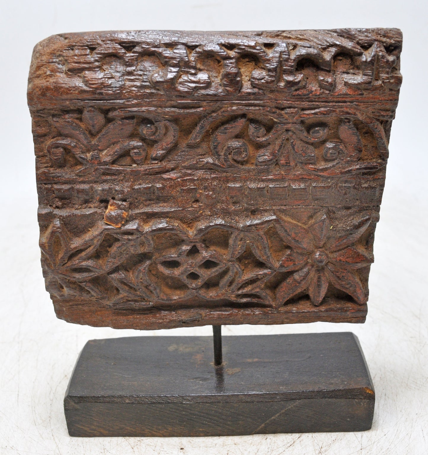 Antique Wooden Floral Carving Panel Plaque Original Old Fine Hand Carved