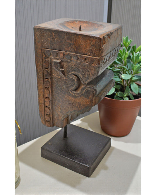 Antique Wooden Bracket Carving Candle Holder Original Old Hand Carved