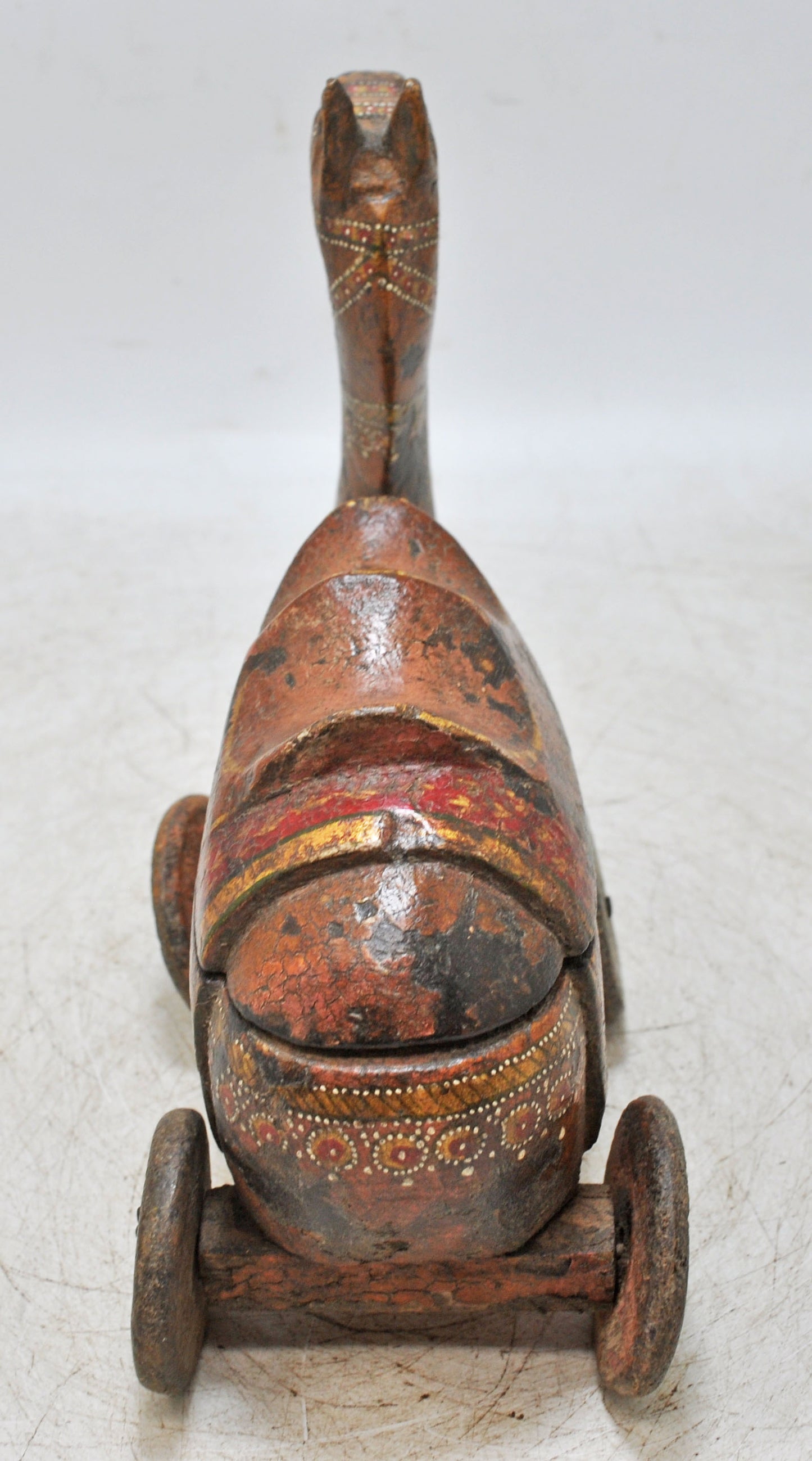 Vintage Wooden Camel on Wheels Figurine Spice Box Original Old Hand Carved Painted