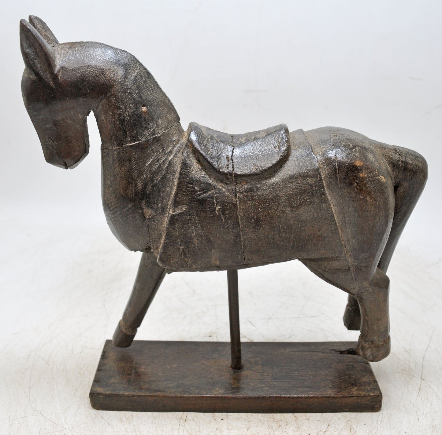 Vintage Wooden Horse Figurine Original Old Hand Carved