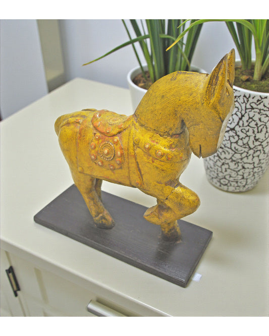 Vintage Wooden Horse Figurine Original Old Hand Carved