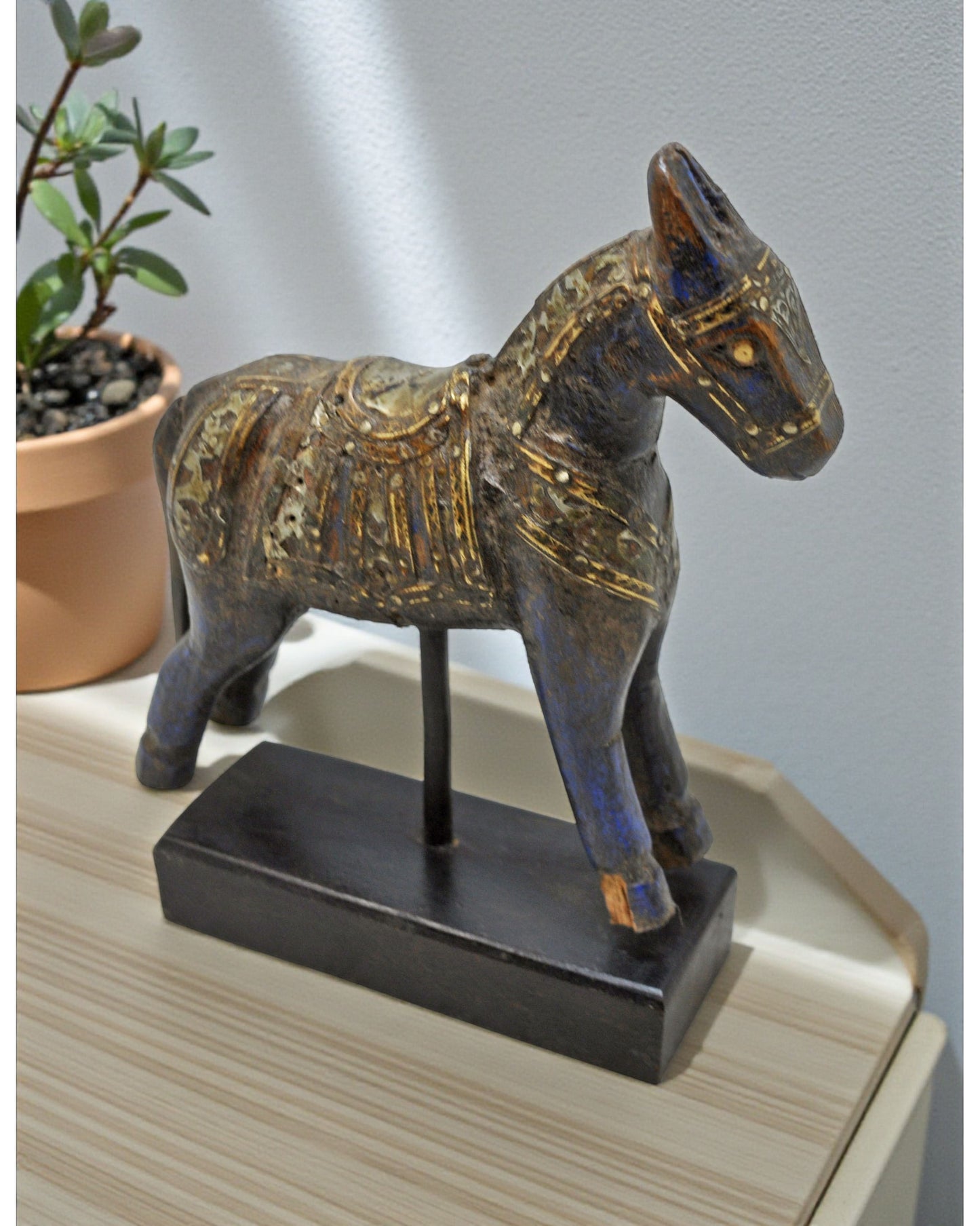 Vintage Wooden Horse Figurine Original Old Hand Carved