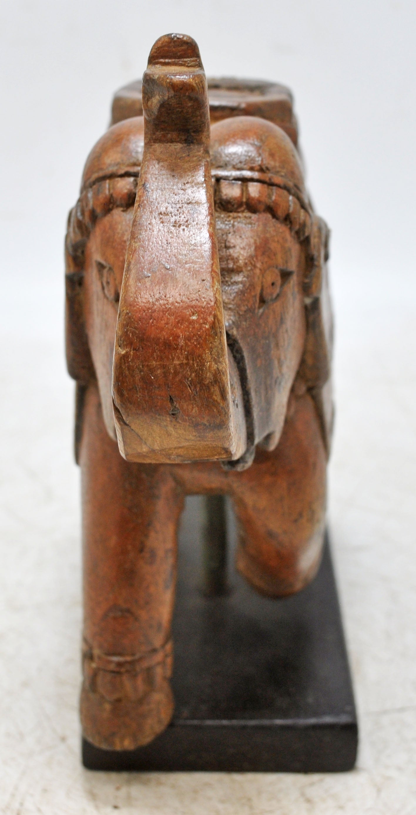 Vintage Wooden Elephant Figurine Original Old Hand Carved
