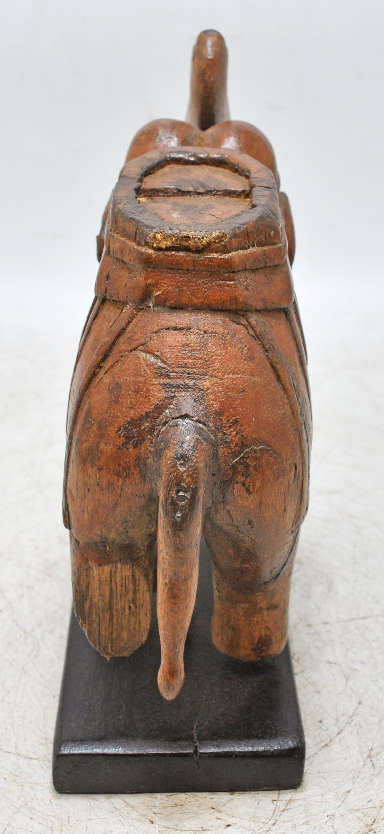 Vintage Wooden Elephant Figurine Original Old Hand Carved