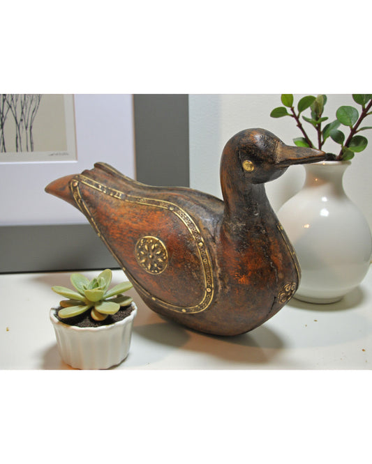 Vintage Wooden Bird Figurine Original Old Hand Carved