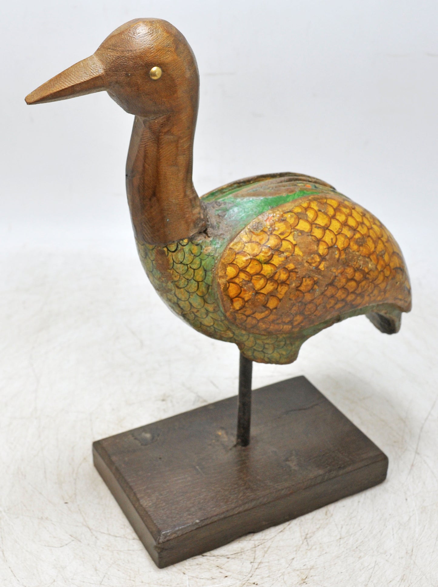 Vintage Wooden Bird Figurine Original Old Hand Carved