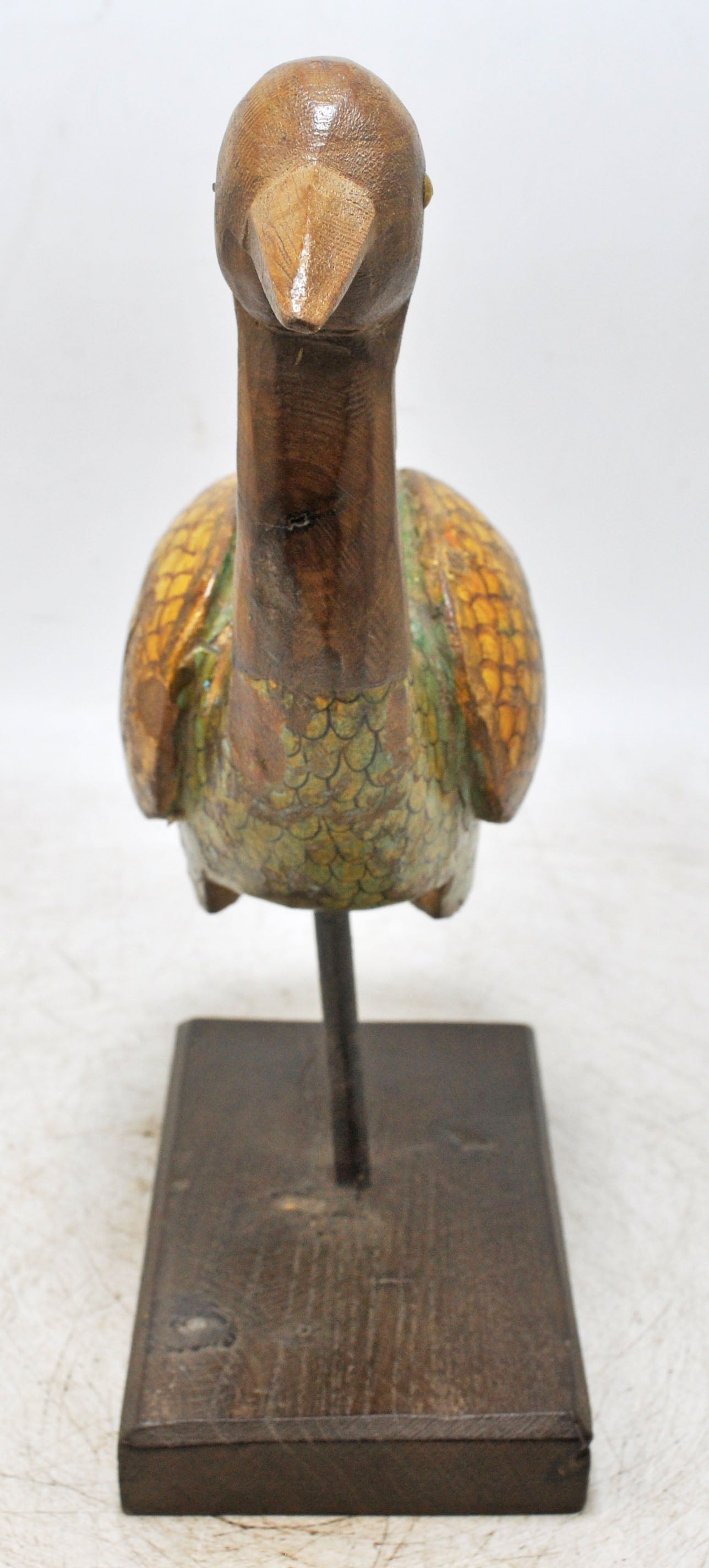 Vintage Wooden Bird Figurine Original Old Hand Carved