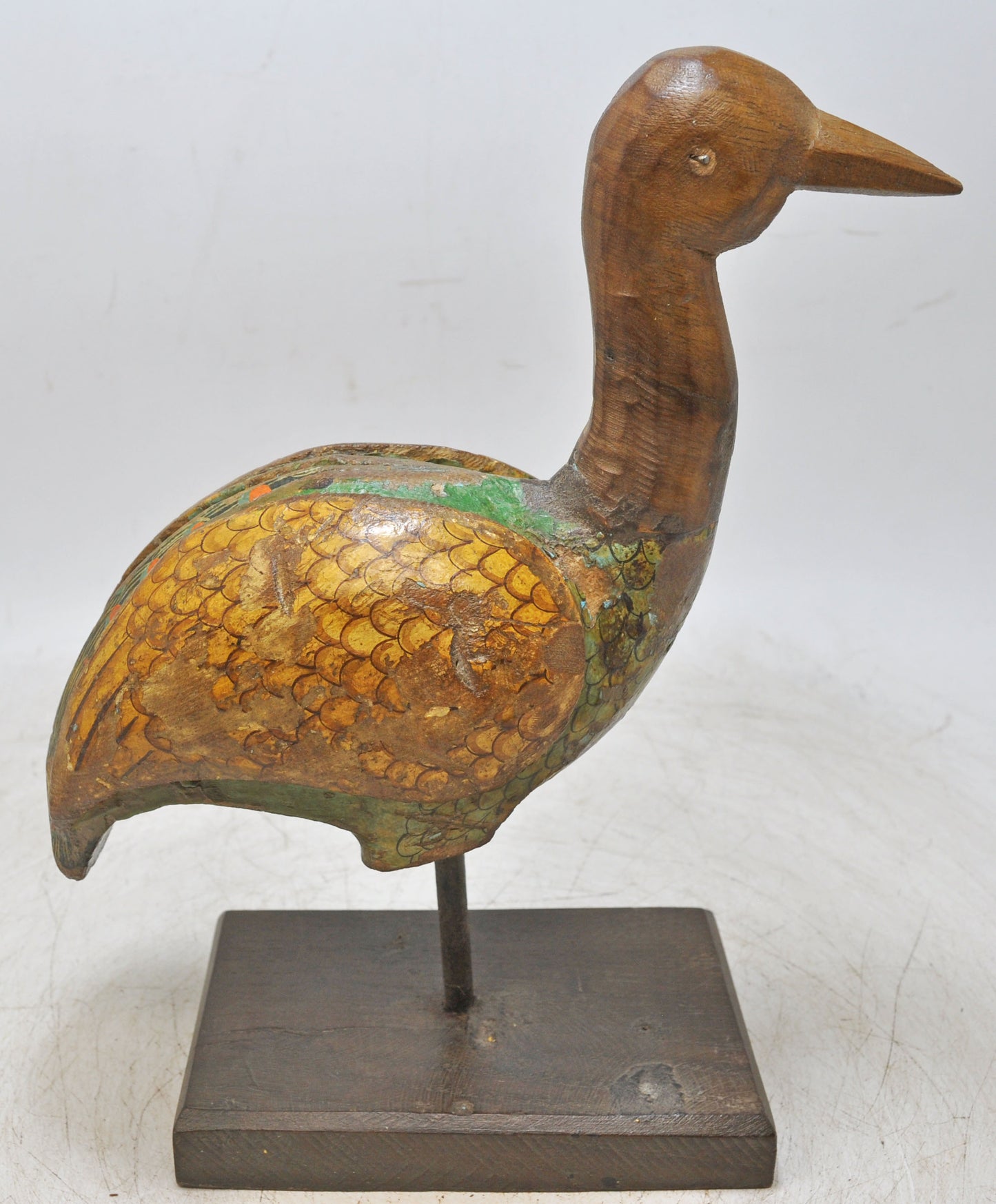 Vintage Wooden Bird Figurine Original Old Hand Carved