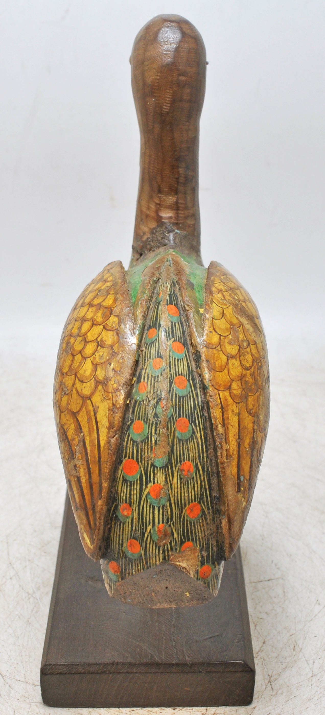 Vintage Wooden Bird Figurine Original Old Hand Carved