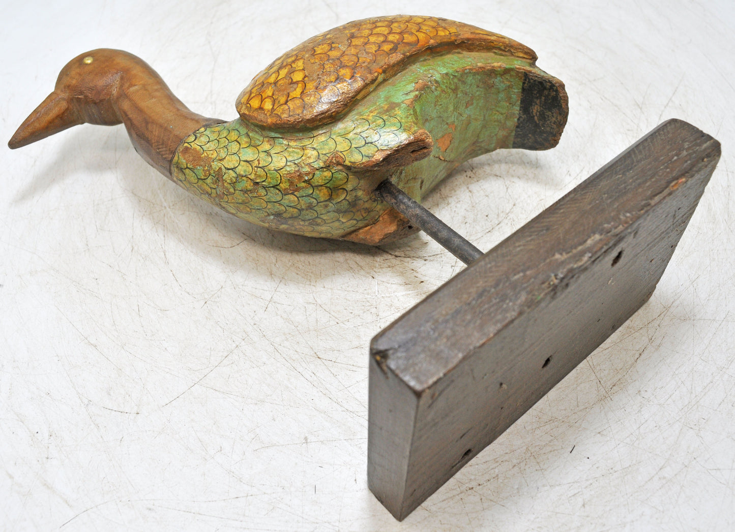 Vintage Wooden Bird Figurine Original Old Hand Carved