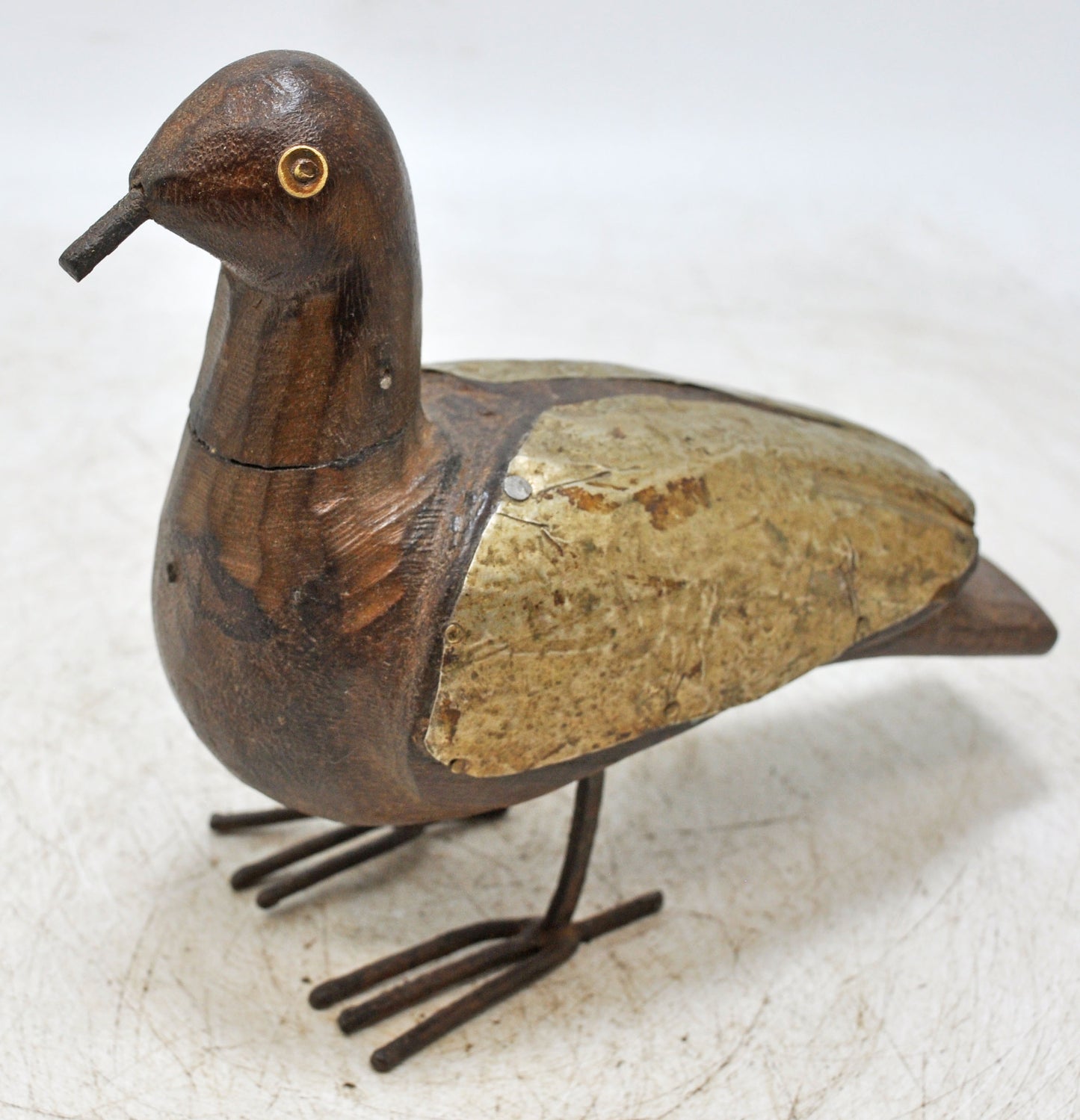 Vintage Wooden Bird Figurine Original Old Hand Carved