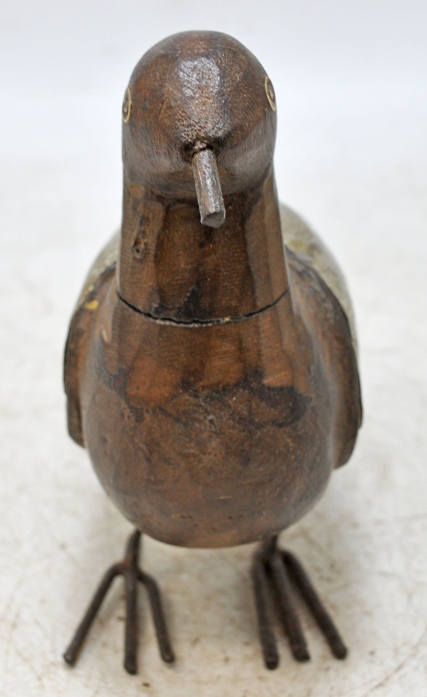 Vintage Wooden Bird Figurine Original Old Hand Carved