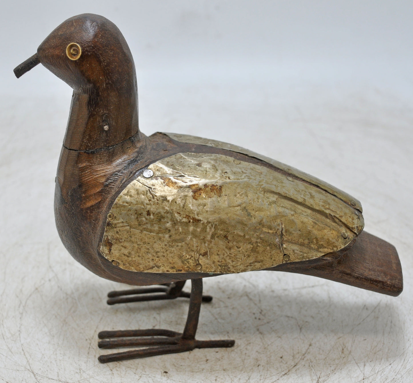Vintage Wooden Bird Figurine Original Old Hand Carved