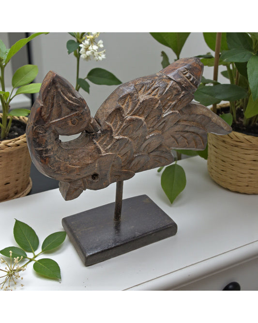Antique Wooden Bird Figurine Original Old Hand Carved