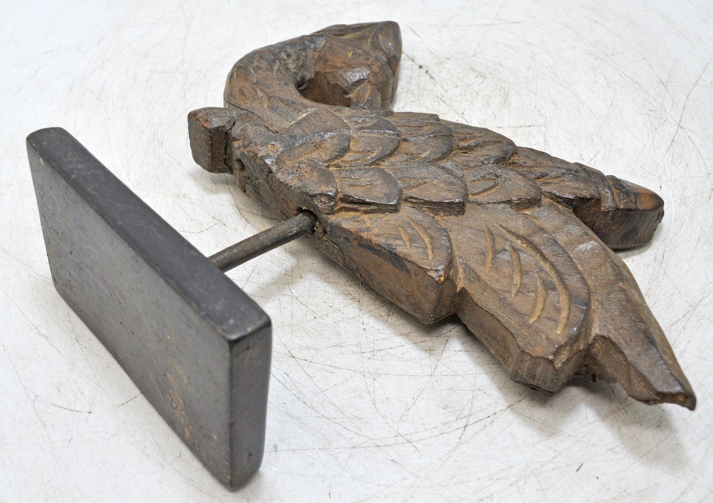 Antique Wooden Bird Figurine Original Old Hand Carved