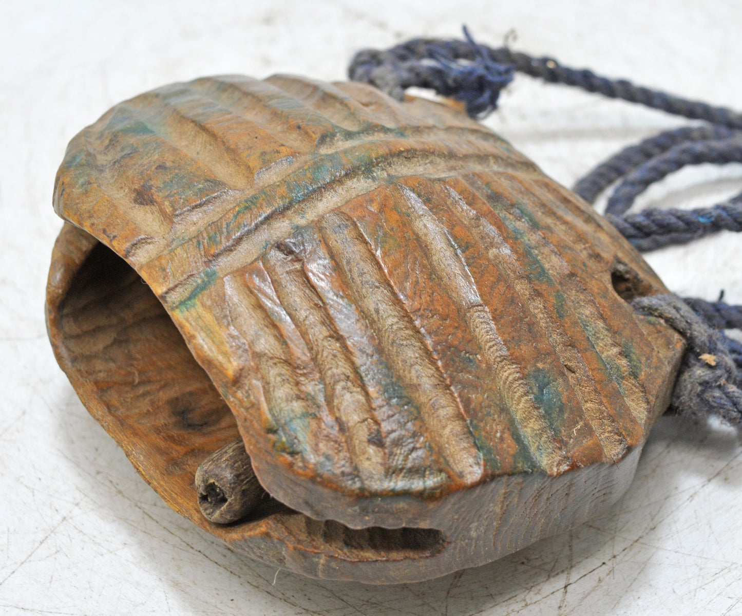 Antique Wooden Animals Cow Bell Original Old Hand Carved