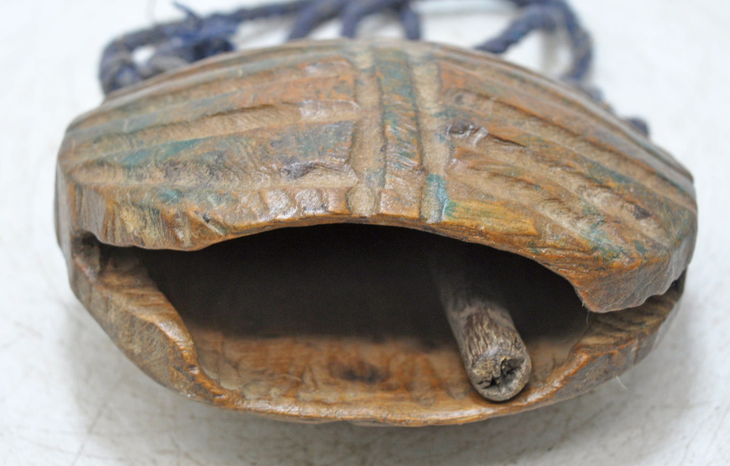 Antique Wooden Animals Cow Bell Original Old Hand Carved