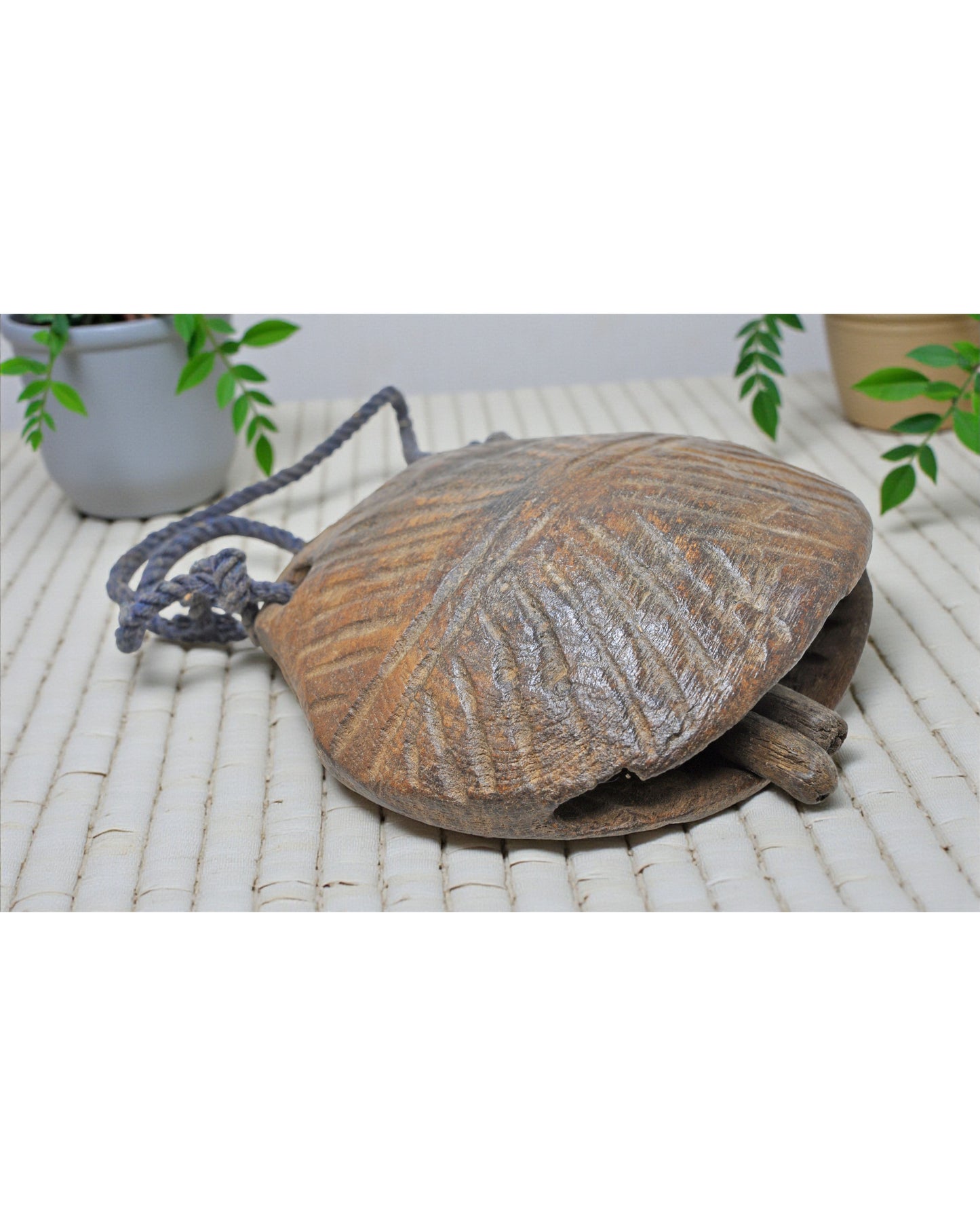 Antique Wooden Animals Cow Bell Original Old Hand Carved