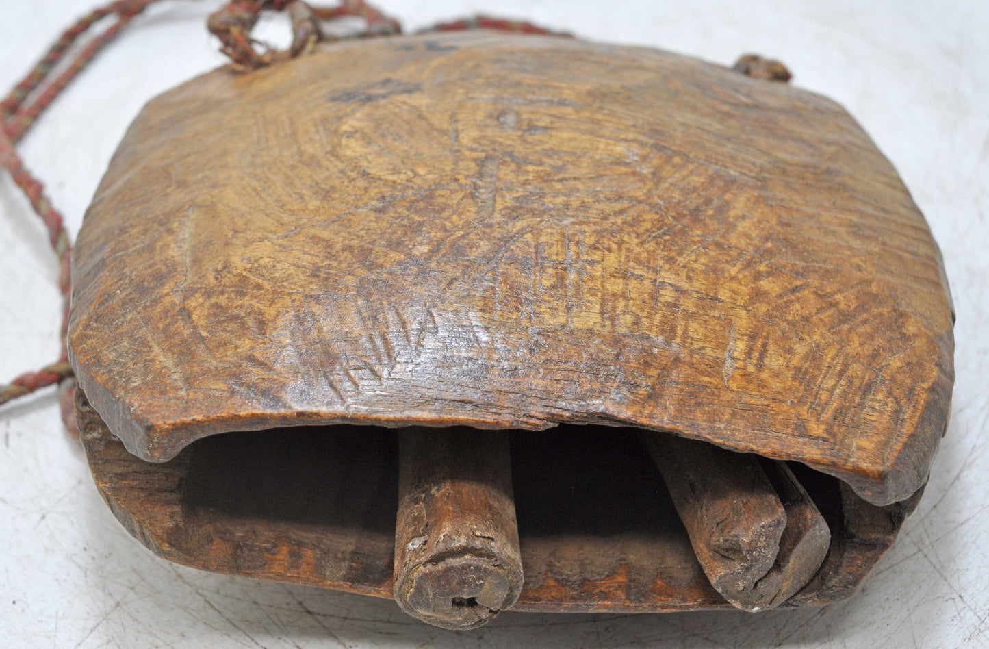Antique Wooden Animals Cow Bell Original Old Hand Carved